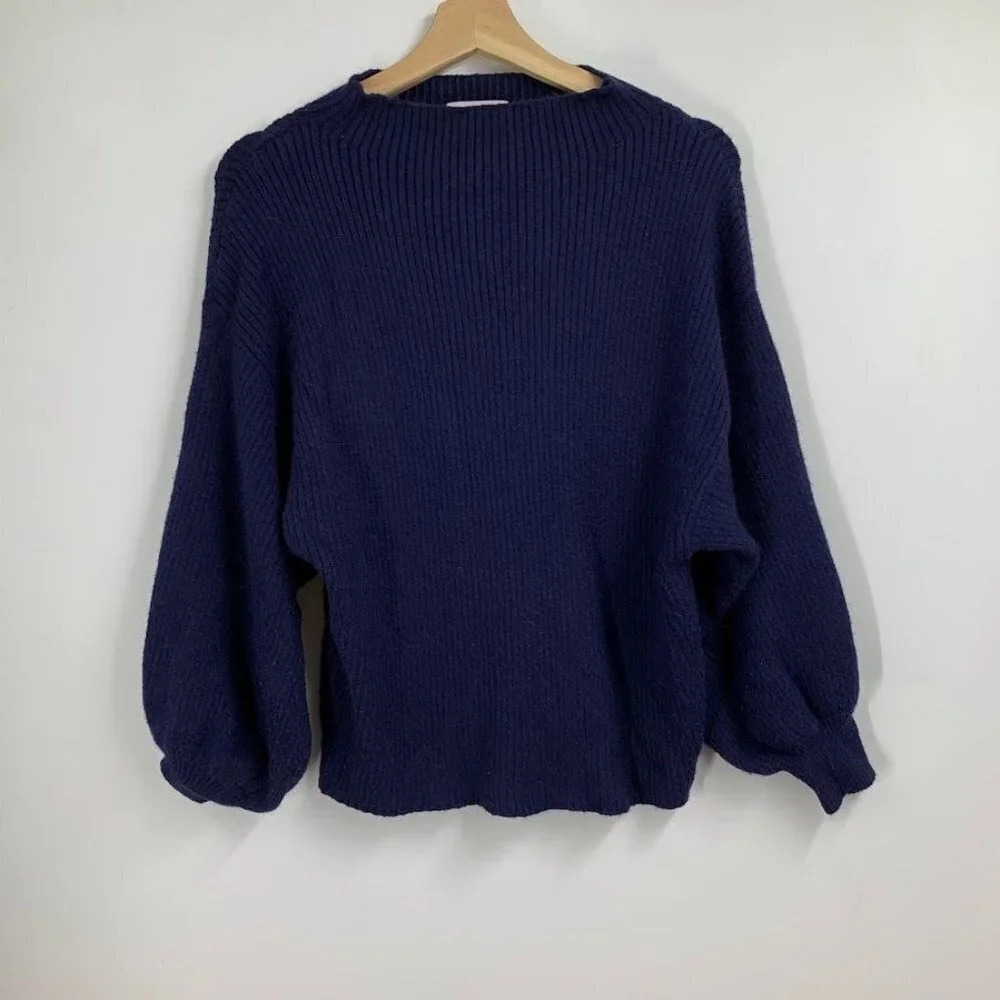 Line & Dot Women's Pullover Ribbed Balloon Sleeve Sweater Size M